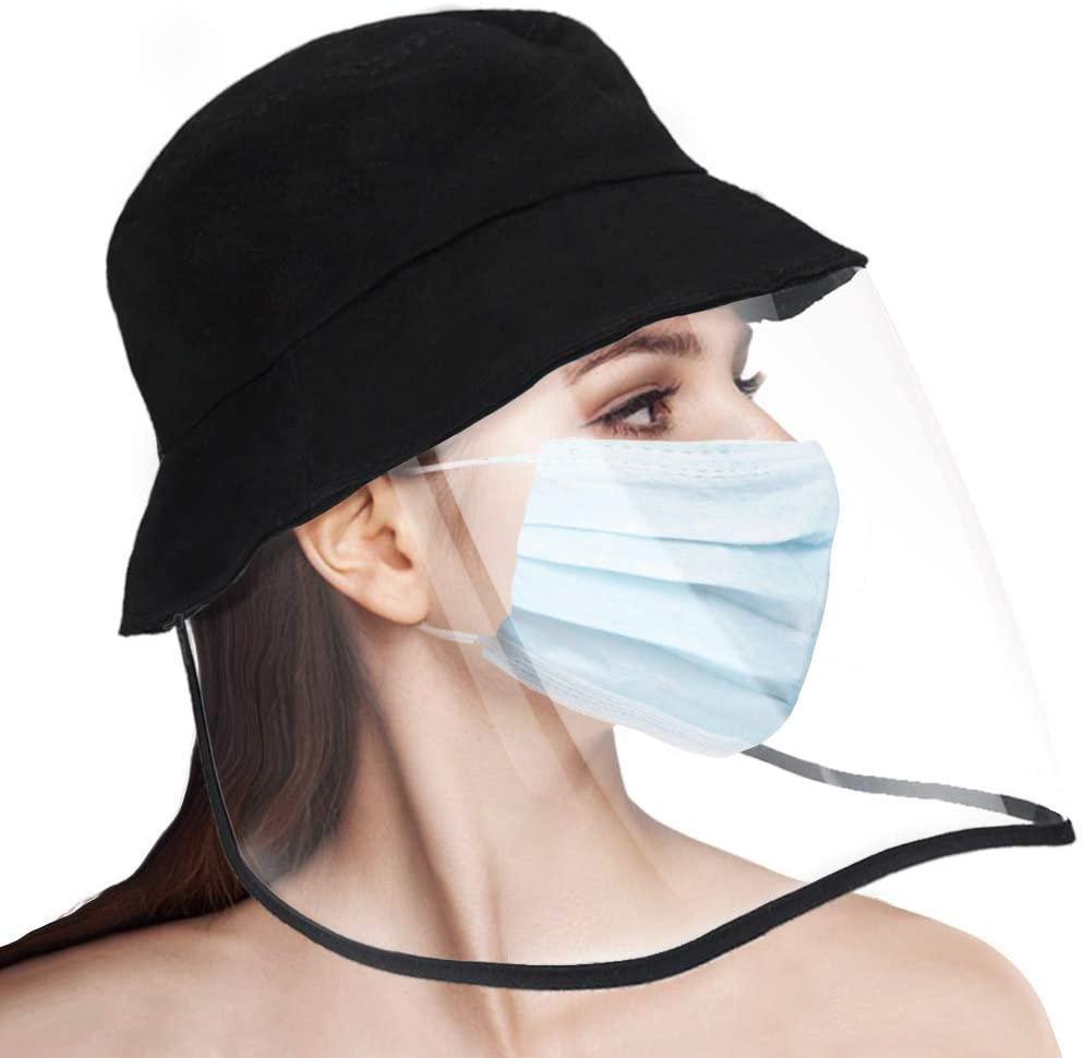 Reusable Face Shield Hat: Wind-proof, dust-proof, saliva-proof.